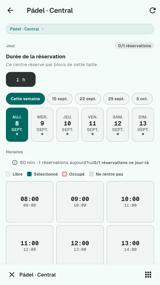 Réservation d’un terrain